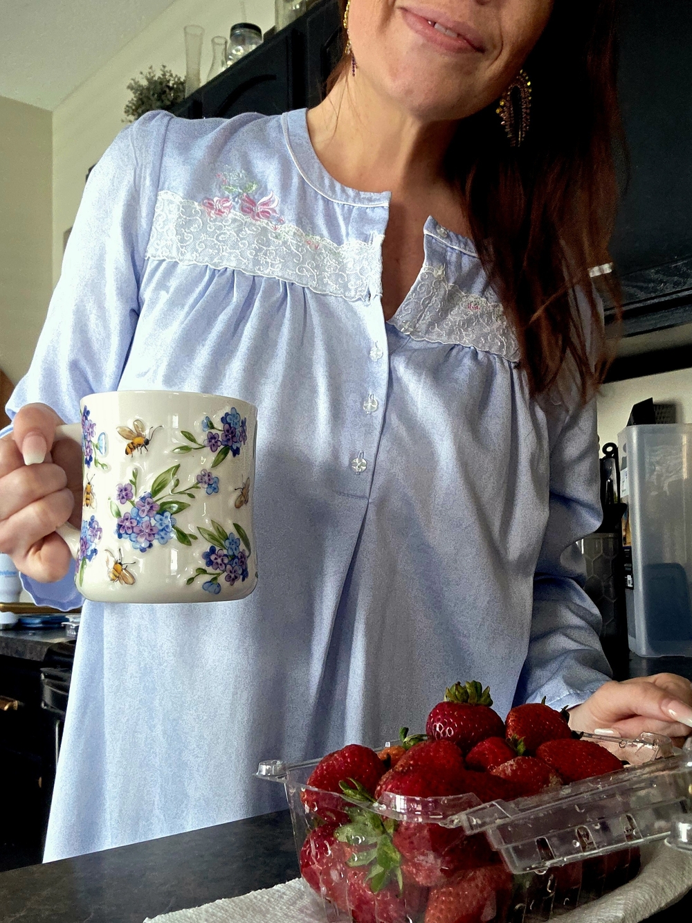 Vintage Womens Nightgown with Lace Yoke